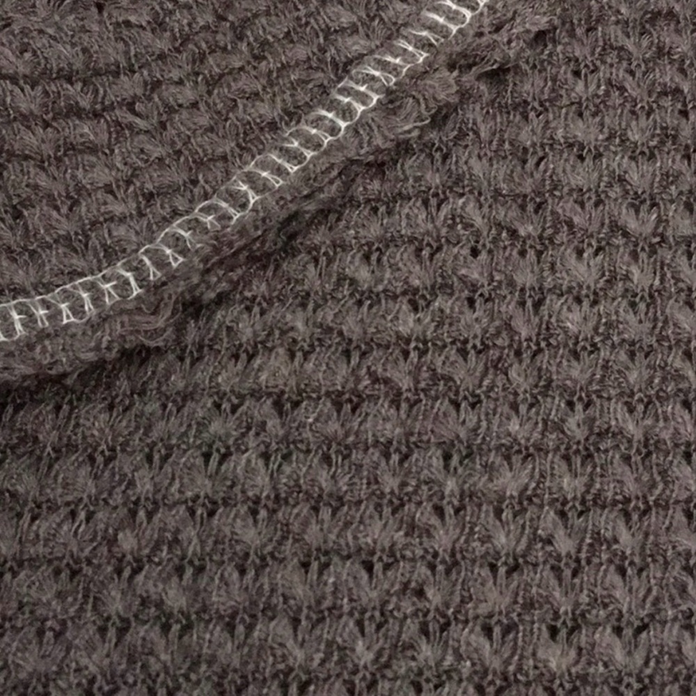 Cozy Boho Waffle Knit V-Neck Babydoll Top XL Long Sleeve Gray Cozy Soft Girl - Picture 3 of 12